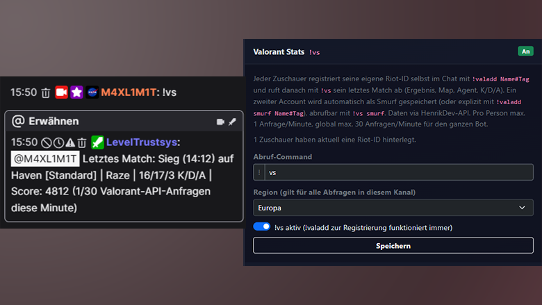 Lasse deine Zuschauer ihre Letzen Matches von Valorant oder CS2 einsehen